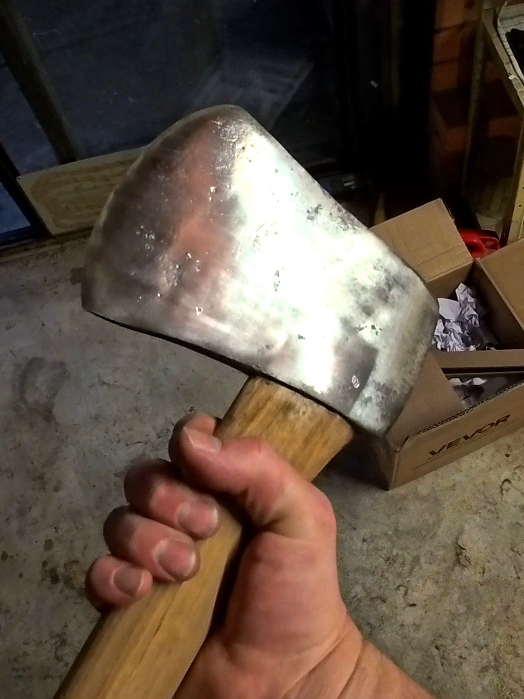 Same axe head after restoration, cleaned polished and sharpened