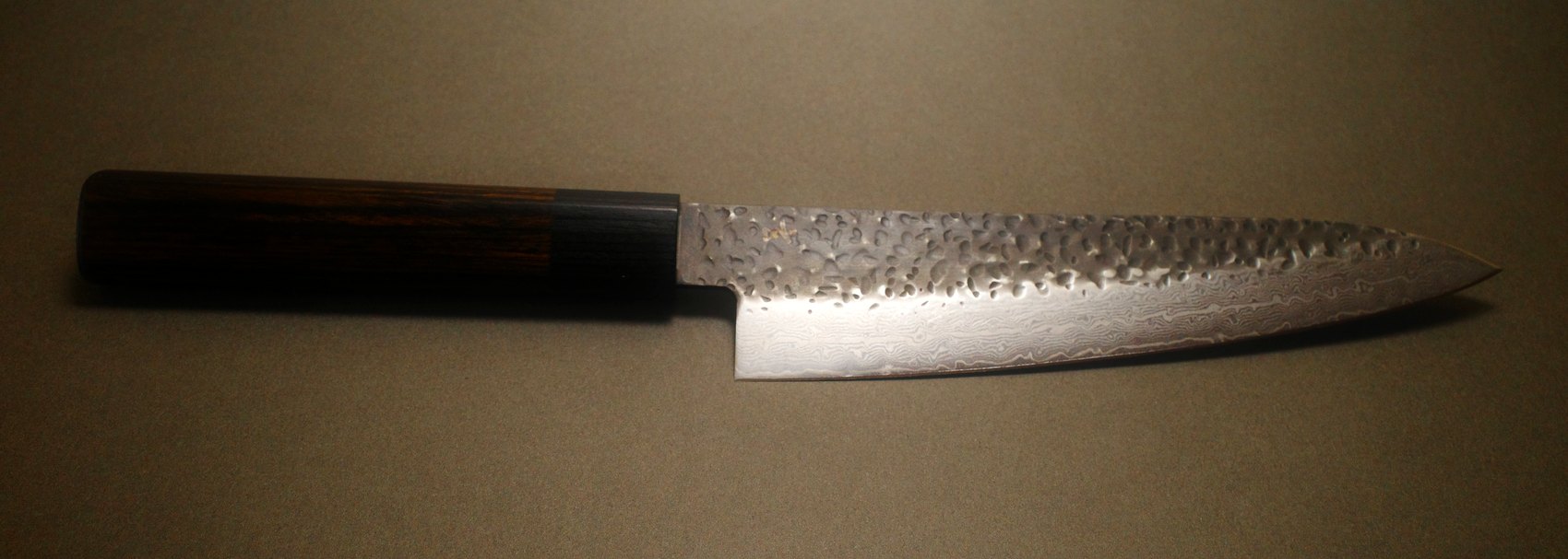 Hammered damascus gyuto before sharpening